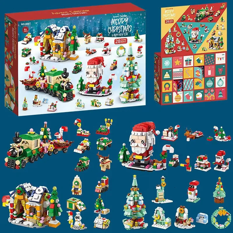 Christmas Decorations Kids Advent Calendar Building Blocks Gifts 24 Days Surprise Box Xmas Countdown Girl Boys Blind Toys 231124