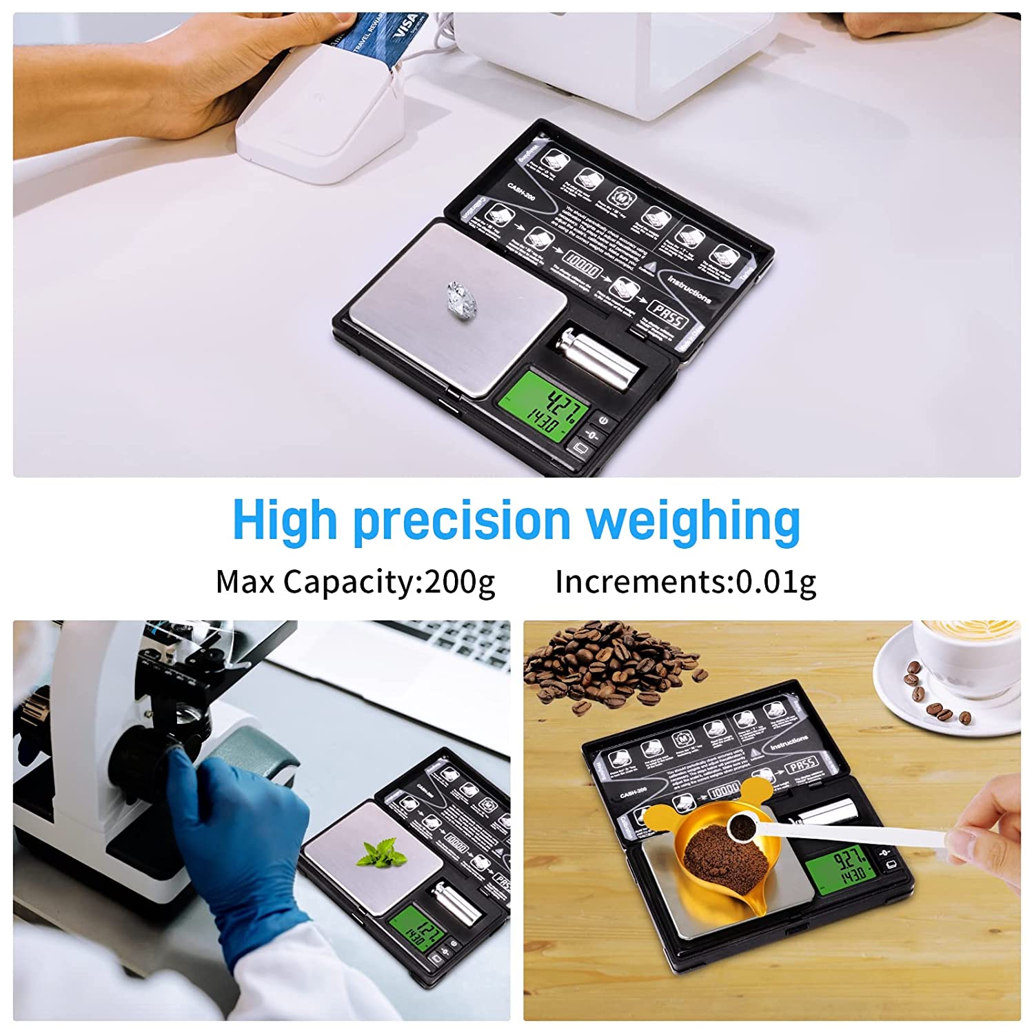 Update Wholesale Weigh Gram Pocket 200G X 0.01G Digital Grams Food Jewelry Black Kitchen Scale With 100G Calibration Weight