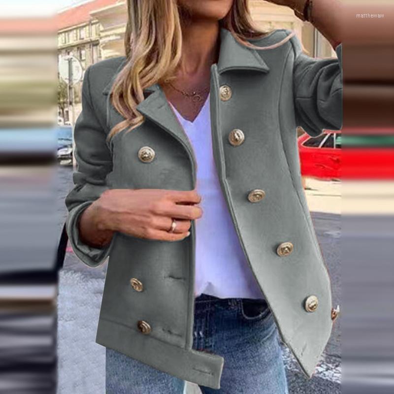 Two Piece Dress Womens Wool Swing Coat Women Casual Solid Spliced Double Button Long Sleeve Cardigan Pocket Jacket Loose CoatTwo
