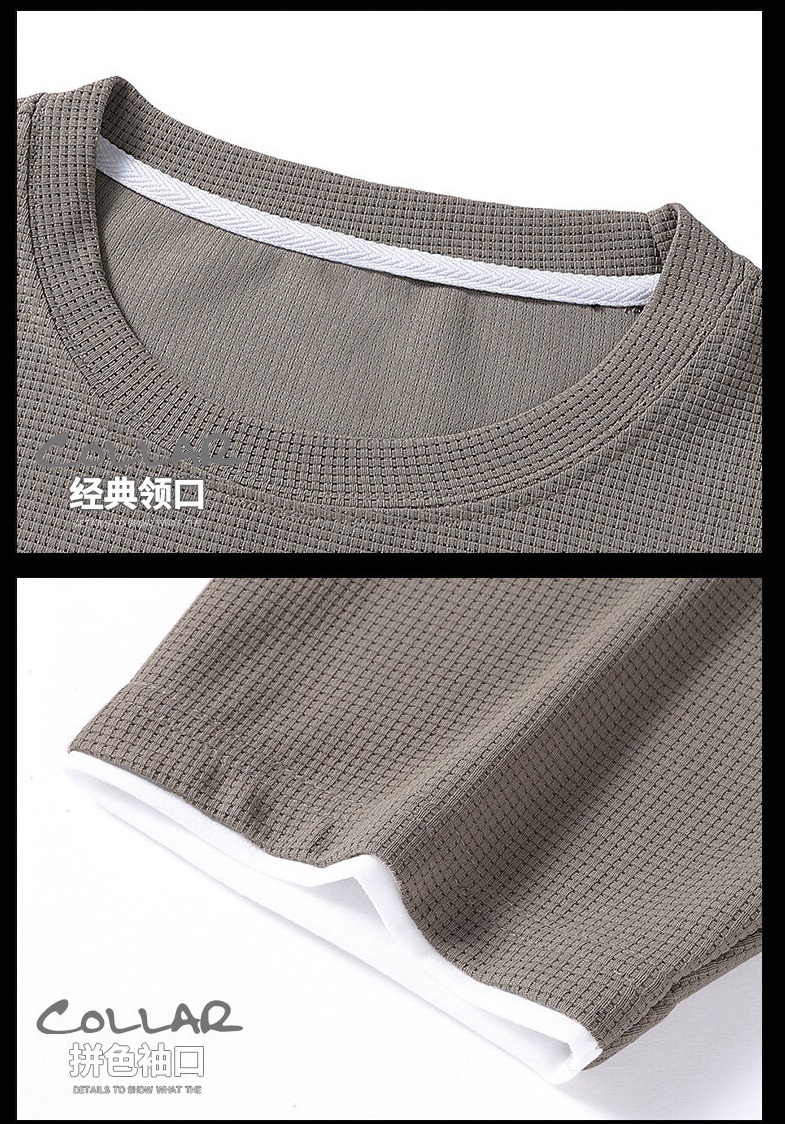 Men's Tracksuits Waffle Pattern Summer Men 2 Piece T-Shirt Shorts Set Tracksuit Fashion Men Clothing Harajuku Style Streetwear Loose Sports Suit 