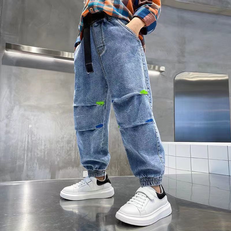 Jeans Kids Boys Skinny Jeans Denim Trousers 4-12 Years Young Boy Slim Cowboy Trousers Spring Autumn Children Casual Pants 230424