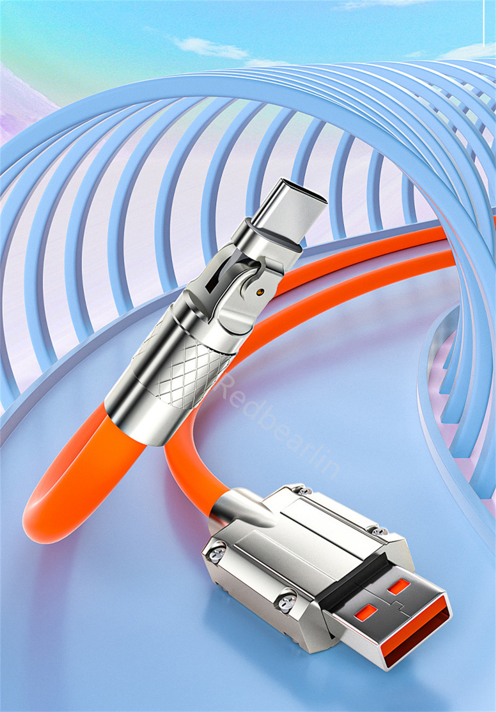 120W 6A Fast Charge Cables 180-degree Rotation Type c USb-C Micro TPE Alloy Cable For Samsung Galaxy s10 S20 S23 htc huawei android phone
