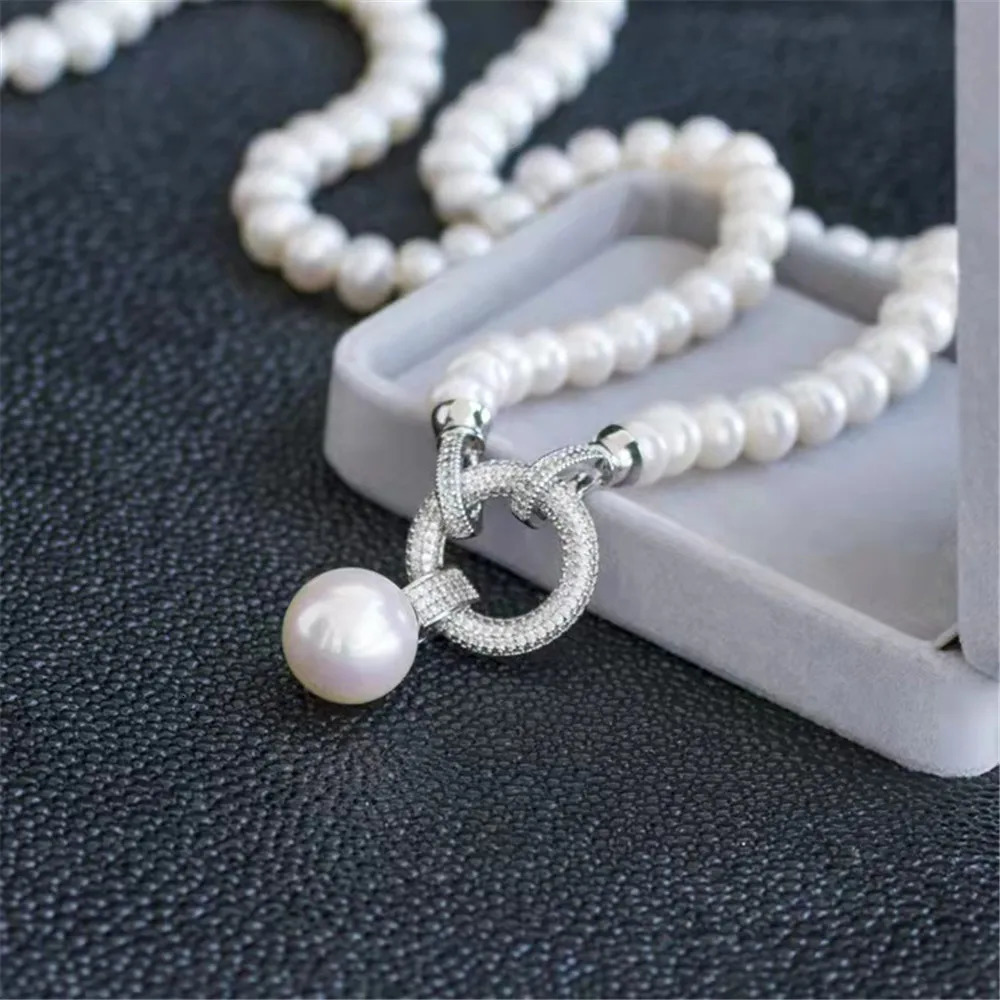 Beaded Necklaces YKNRBPH Nwest Real Freshwater Pearl Necklace For Women Elegant Micro-inlaid Zircon Detached Sweater Chain Fine Jewelry Gift 231124