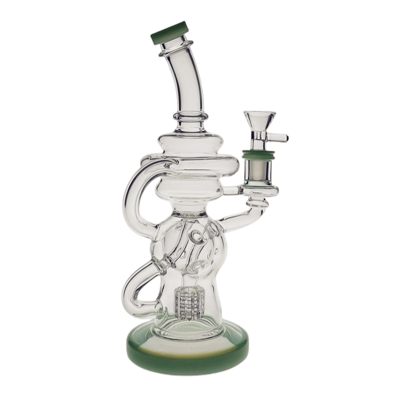 Image of SAML 24CM Tall Hookahs FTK Glass Dab Rig Torus Bong Klein Recycler Smoking Water Pipe Color joint size 14.4mm PG5124