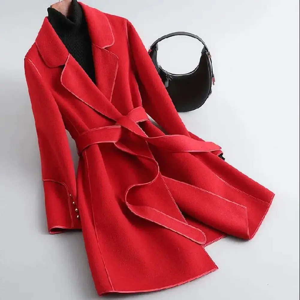 Women's Wool Blends Korean Hepburn Coat Women Woolen Coat Double-sided Woolen Jacket Cashmere Woolen Jacket Trench Coat Autumn Winter Female Outw