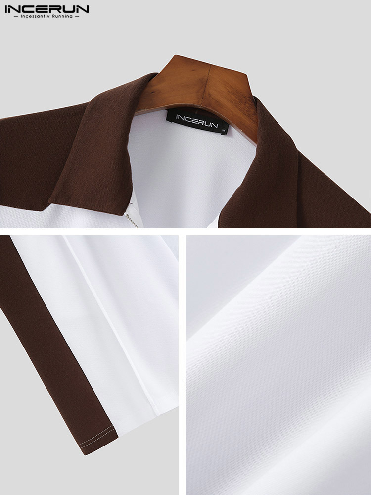 Men's Tracksuits INCERUN Fashion Casual Men's Short Sleeve Tops Side Pockets Shorts Sets Handsome Male Splicing Two-piece Sets S-5XL 230424