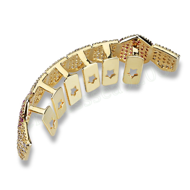 Hip Hop Iced Out Grillz Teeth Gold Silver Color Grills Tooth Jewelry For Men Women Bottom Caps Goth Fashion Jewelry