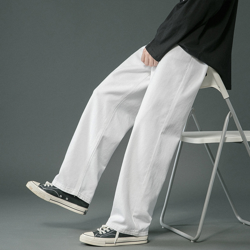 Men's Jeans Streetwear Baggy Men Plus Size S-5XL Fashion Loose Straight Wide Leg Pants Black Light Blue Male Casual Clothing
