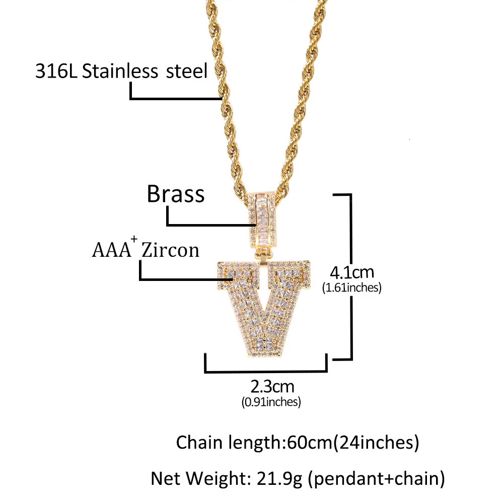 Chokers UWIN Baguettecz Letters With Tennis Chain Cubic Zirconia Intial Name Necklace Jewelry Charm Hip Hop Necklaces Drop 231124
