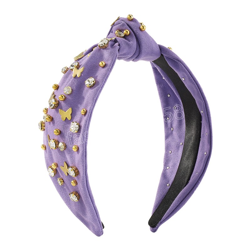 Women Girls Metal Beads Rhinestone Knot Hairband Butterfly Wide-brimmed Headband Women Hair Accessories Hair Hoop