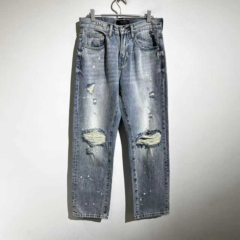 Designer Clothing Denim Pants Wide Leg Swinging Point Fashion Trendy Brand Amiiri Dening Heavy Industry Washed Hole Loose Fit Straight Leg Jeans Men, Blue
Designer Clothing Denim Pants Wide Leg Swinging Point Fashion Trendy Brand Amiiri Dening Heavy Industry Washed Hole Loose Fit Straight Leg Jeans Men, Blue