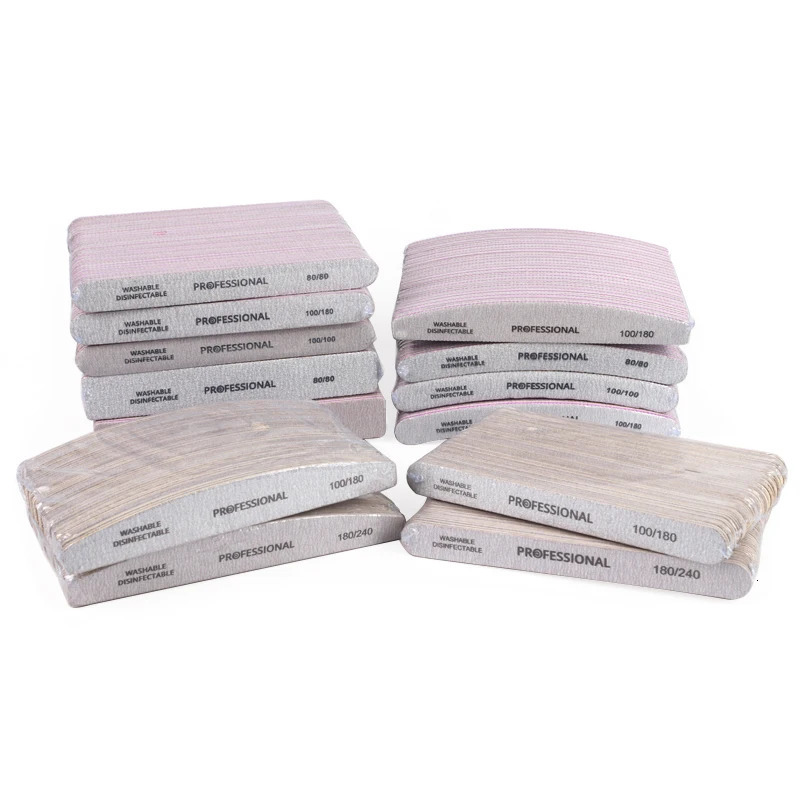 Nail Files 50pcs Professional Nail File 80100180240 Grey Manicure Buffer Block Mix Style Emery Board Pedicure Sanding Nail Salon Tools 231123