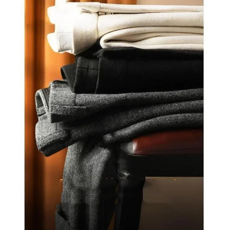 Men s Pants High Quality 2023 Autumn Winter Suit Fashion Business Casual Woolen Male Straight Formal Trousers 231124