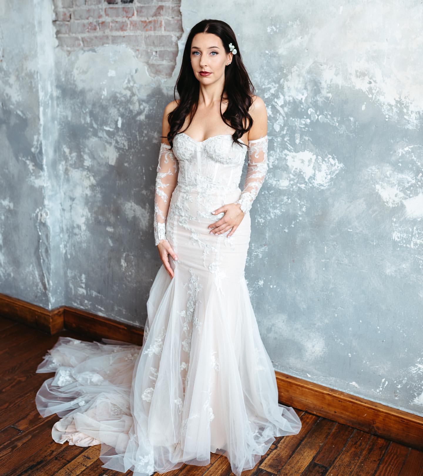 2023 Nov Arabic Aso Ebi Plus Size Illusion Lace Mermaid Wedding Dress Ivory Long Sleeves Mermaid Vintage Sexy Bridal Gowns Dresses ZJ2206