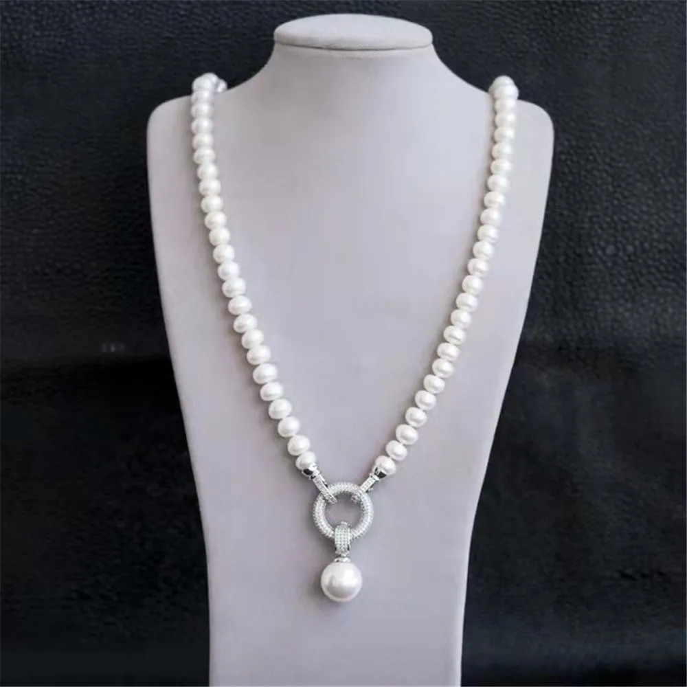 Beaded Necklaces YKNRBPH Nwest Real Freshwater Pearl Necklace For Women Elegant Micro-inlaid Zircon Detached Sweater Chain Fine Jewelry Gift 231124
