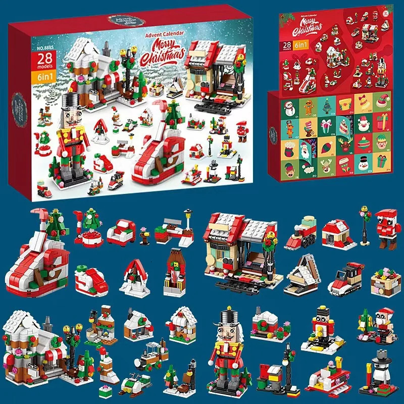 Christmas Decorations Kids Advent Calendar Building Blocks Gifts 24 Days Surprise Box Xmas Countdown Girl Boys Blind Toys 231124