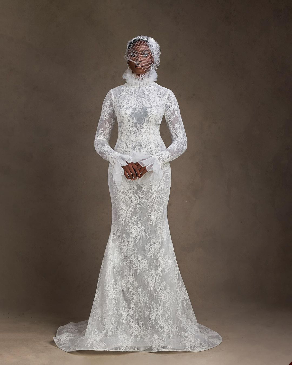 Muslim Mermaid Wedding Dresses Lace High Neck Long Sleeve Bridal Gowns Vestido Novia Appliques Bride Dress