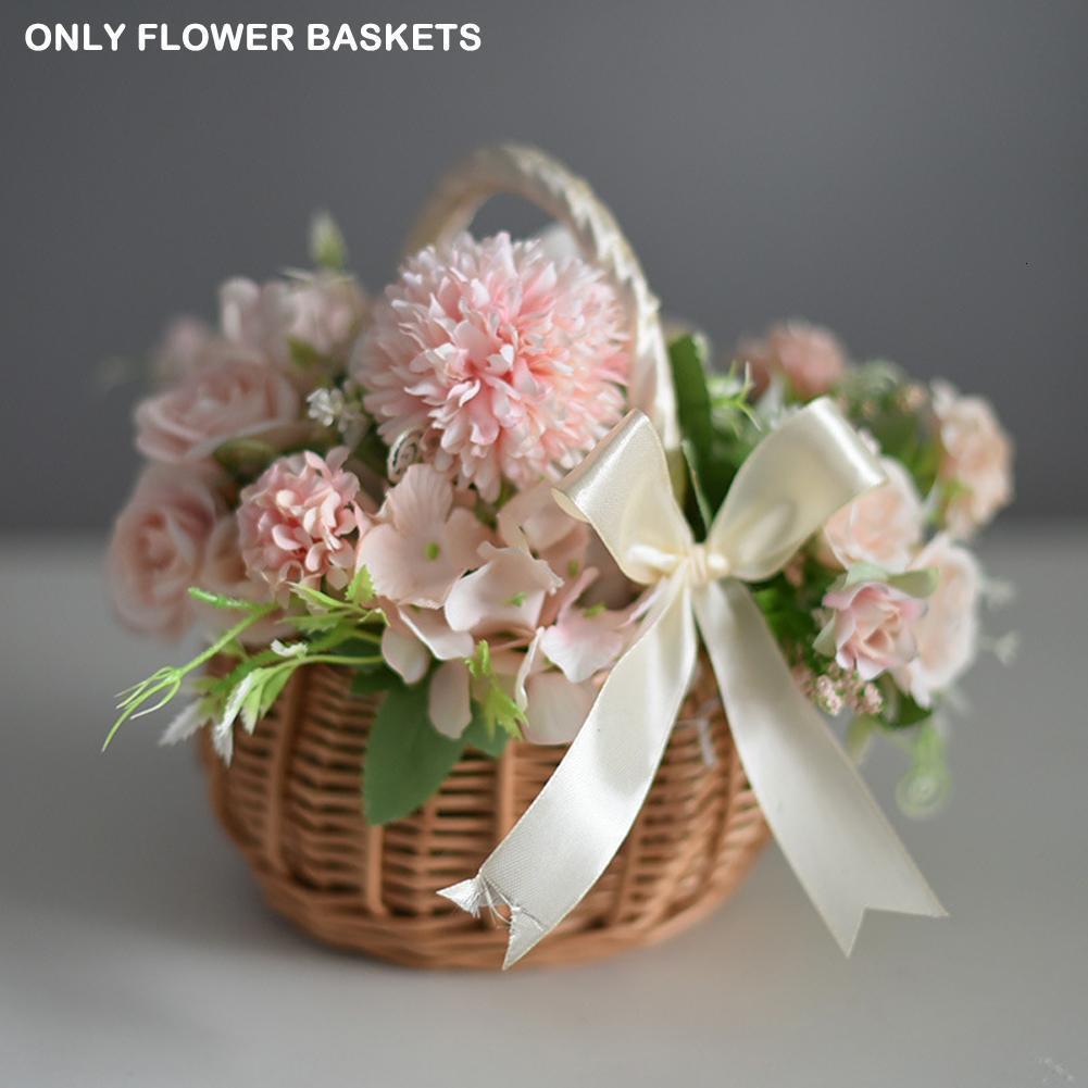 Other Event Party Supplies Wedding Flower Basket Girl Lace Pearl Romantic White Decoration to Ceremony 230422