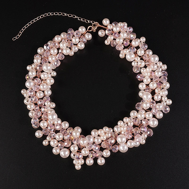 Chokers Wedding Bridal Full Large Pearls Necklace Earrings Jewelry Set Dangle Earrings Adjustable Set Elegance Party Jewelry for Women 231124