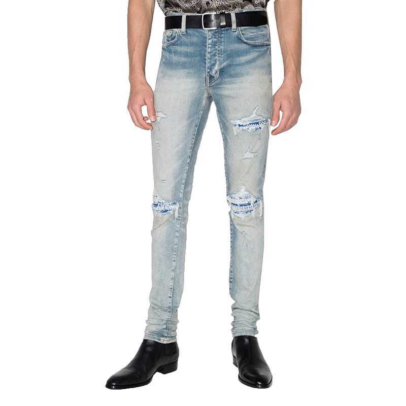 Designer Clothing Luxury Casual Fashion Denim Pants Amiiri Jeans Spring Summer Light Blue Distressed Cashew Nut Flower Patch Cloth Slim Fit Small Foot Mens Long Pant
Designer Clothing Luxury Casual Fashion Denim Pants Amiiri Jeans Spring Summer Light Blue Distressed Cashew Nut Flower Patch Cloth Slim Fit Small Foot Mens Long Pant