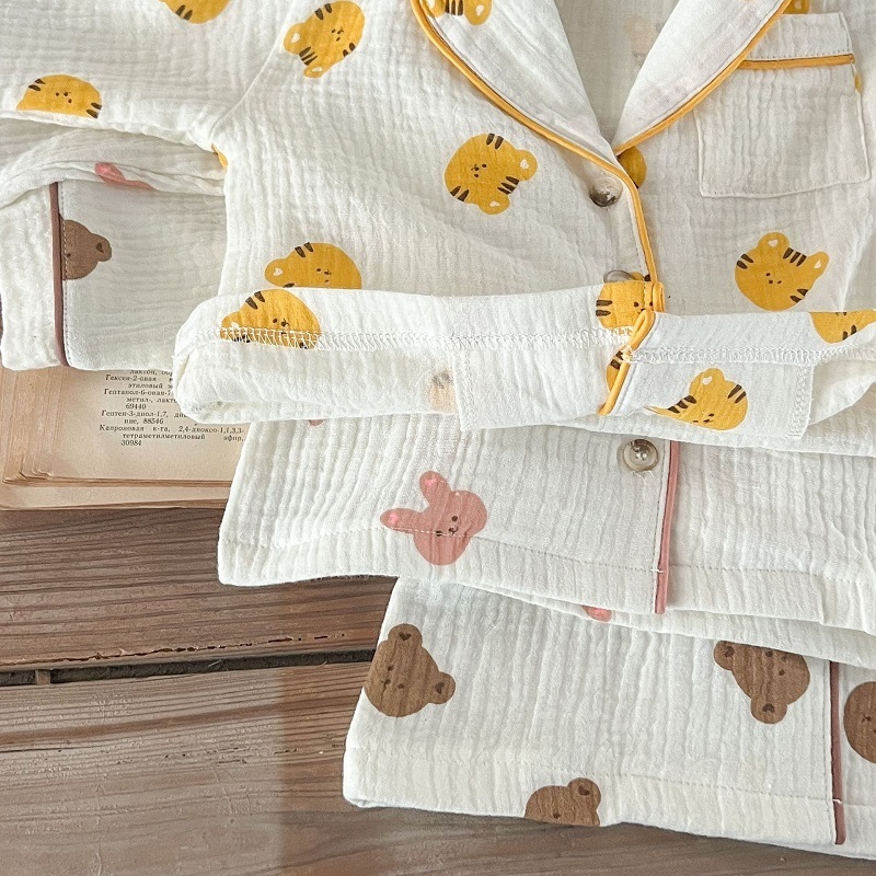 Pajamas Baby Sleepwear Clothes 0 3Years born Boy Girl Long Sleeve Cartoon Animal Print Cotton Set Homewear Loungewear Suit 230422