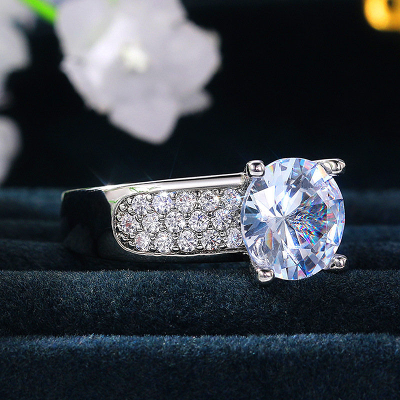 Choucong Brand Wedding Rings Luxury Jewelry 925 Sterling Silver Large Round Cut White Topaz CZ Diamond Gemstones Party Women Engagement Band Ring Gift