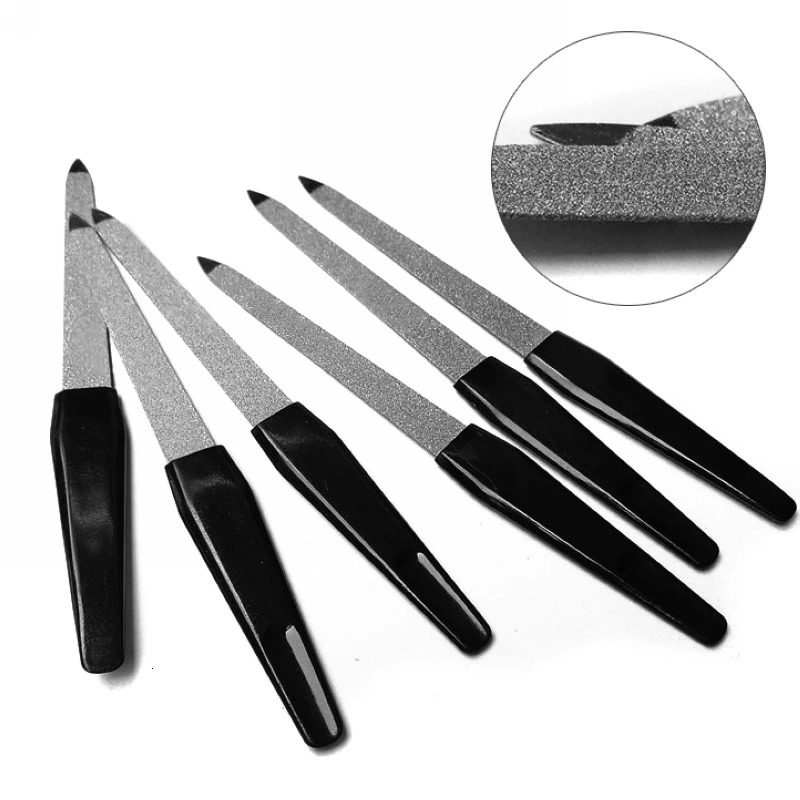Nail Files 5pcs Professional Metal Double Sided Nail File Plastic Handle High Quality Pro Nail Files DIY Pro Manicure Pedicure Tool 231123
