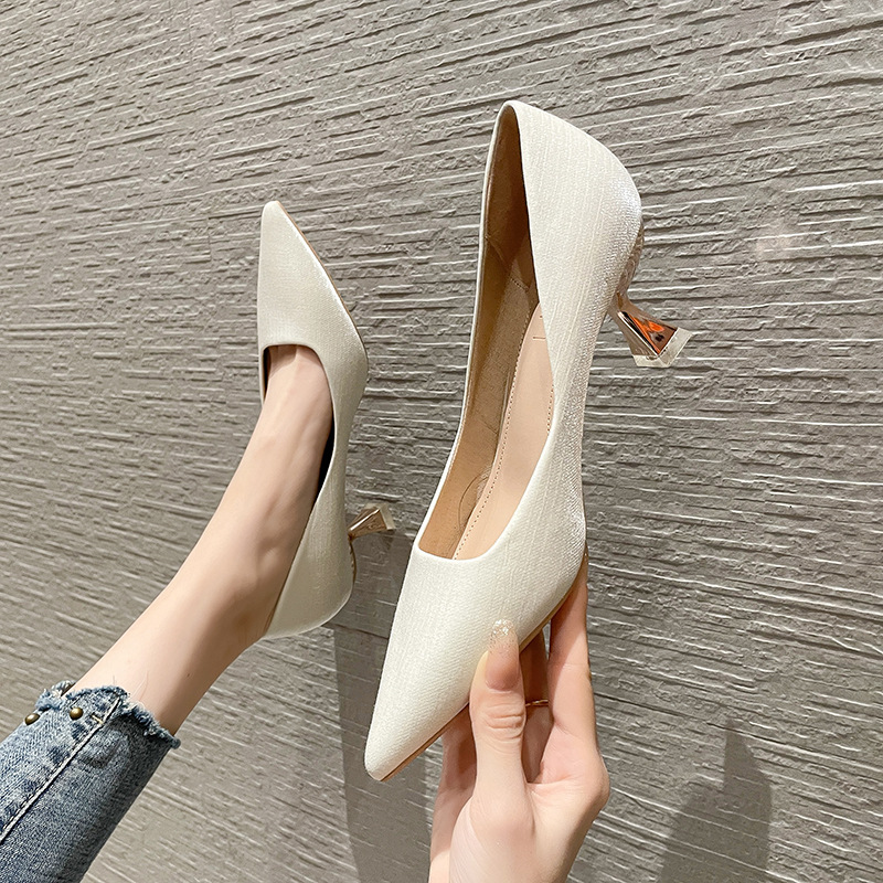Women Dress Shoes Gradation Pumps Pointed Toe Silver Wedding Woman Glasses Heels Boat Bridal zapatos mujer