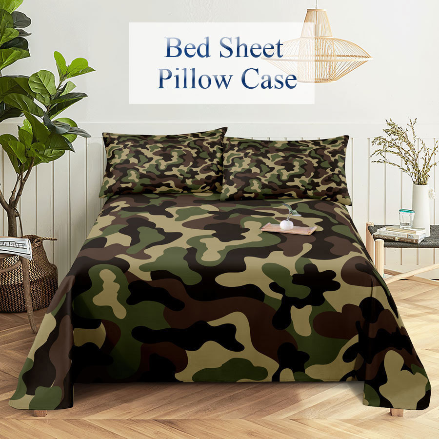 Bedding sets Camouflage Bed Sheet Set Linens Pillow Cases Queen King Double Size 220x240 Leopard for Bedroom Soft Twin Full Single 230424