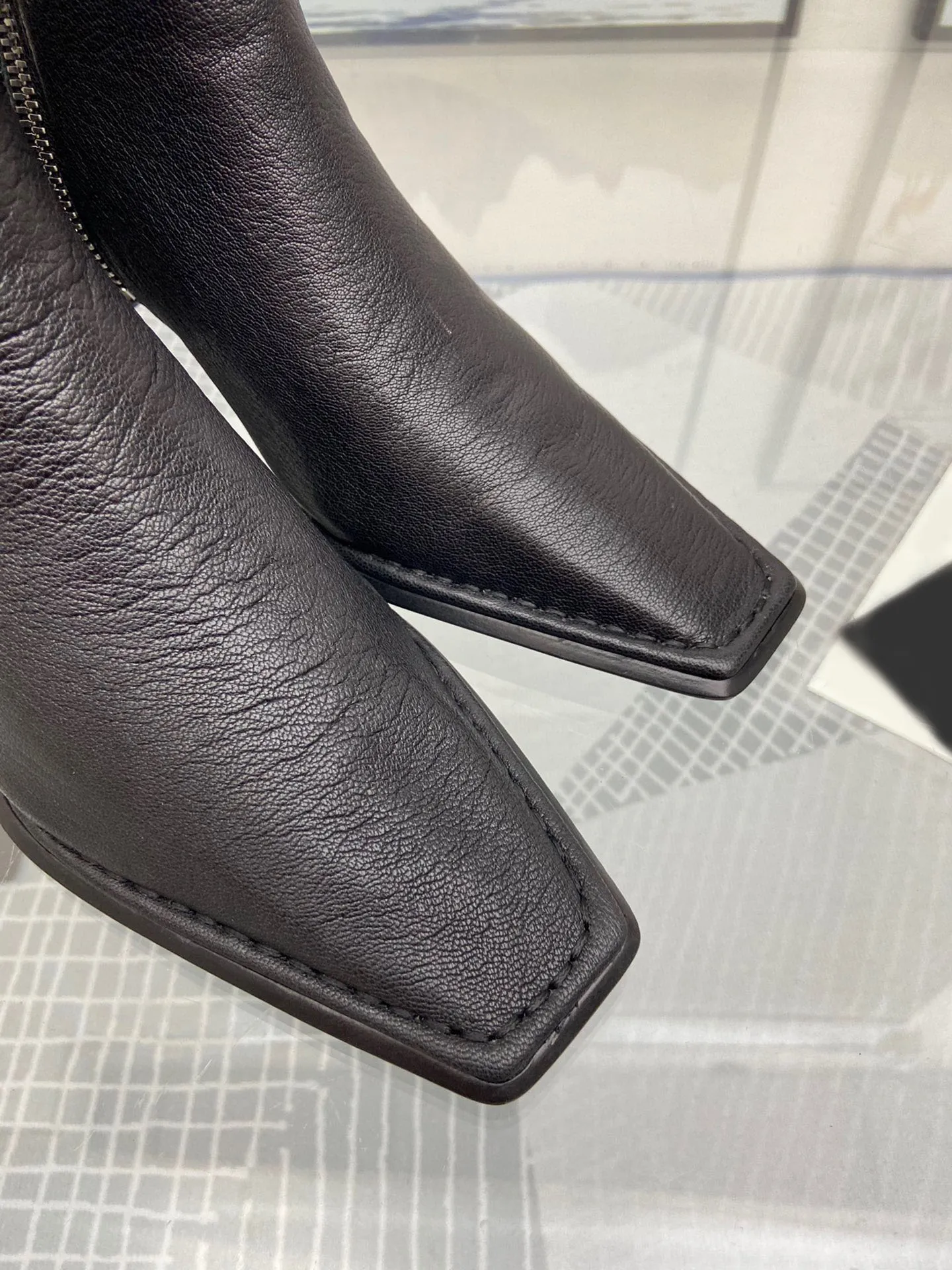 Heel Short Boots Square Head Metal Chain Design Casual Size 34-40