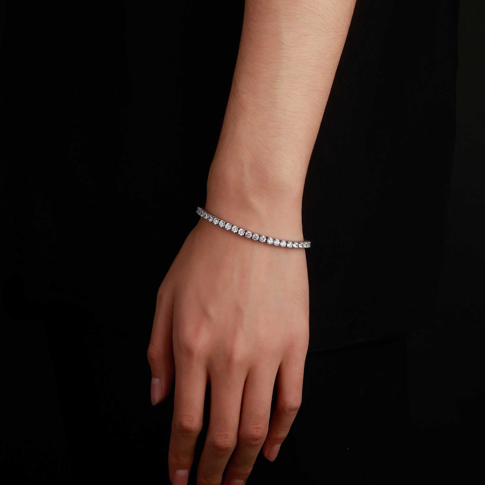 4-5MM 3A Cubic Zircon Stainless Steel Tennis Bracelet Full Iced Out Hip Hop Mens And Womens Crystal Wristband Hand Wrist Jewelry Rapper Bijoux Gift Fo