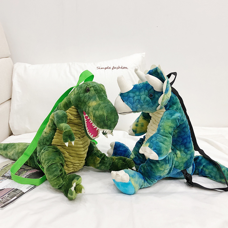 Backpacks Fashion parent-child Creative 3D Dinosaur Backpack Cute Animal Cartoon Plush Backpack Dinosaurs Bag for Children Kids Gifts 230424