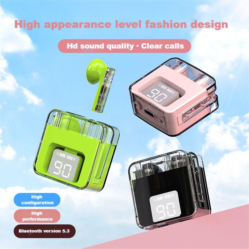 TWS Bluetooth headphone M97 Model Wireless Earphone Transparent Shell In-ear Earphone LED display Two Earbuds with built-in Microphone high Quality He