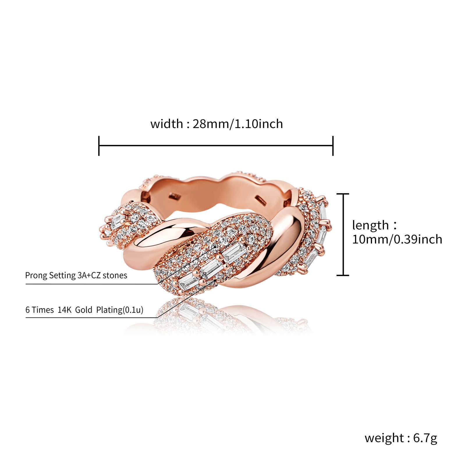 Hip Hop Micro Set Cubic Zircon Cuban Band Rings For Men And Women Hot Ins New Personalized 14k Real Gold Plated Shiny Cz Stones Finger Rings Mens Rapp
