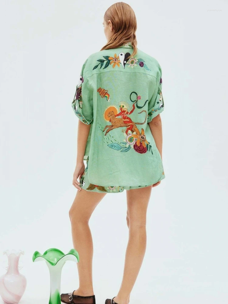 Ethnic Clothing Ethnic Clothing 2 Pieces Set Sexy Fashion Women Dashiki African 2024 Spring Summer Flower Print Short Sleeve Shirt Tops And Shorts Sui