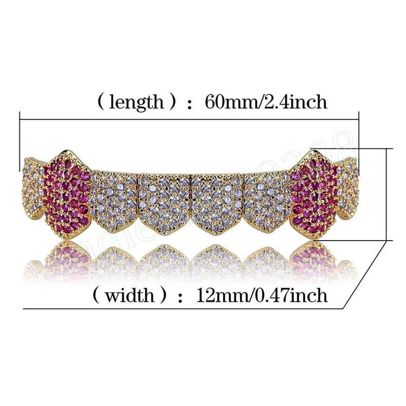 Hip Hop Iced Out Grillz Teeth Gold Silver Color Grills Tooth Jewelry For Men Women Bottom Caps Goth Fashion Jewelry