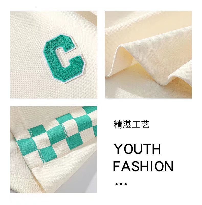 Men's Tracksuits Men's T-shirt and shorts 2-piece set Harajuku white track and field uniform South Korean street clothing creative pattern m