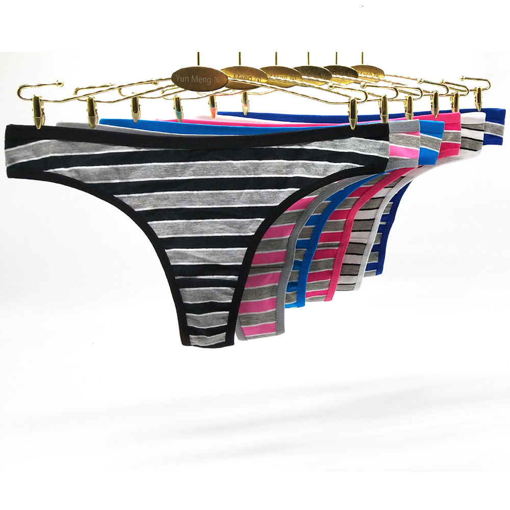 Women's Panties Fashion Striped G Strings Women Underwear Sexy Lingerie Femme Cotton Panties Woman Thongs Mujer Culotte Female 6Pcs/Set 230424