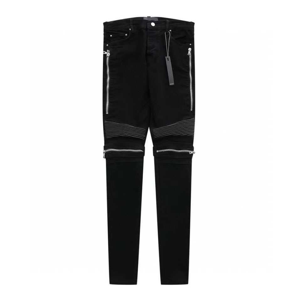 Designer Clothing Denim Pants Amiiri Mx2 Pure Black Knee Panel Leather Zipper Motorcycle High Street Style Jeans Distressed Ripped Skinny Motocycle Biker
Designer Clothing Denim Pants Amiiri Mx2 Pure Black Knee Panel Leather Zipper Motorcycle High Street Style Jeans Distressed Ripped Skinny Motocycle Biker