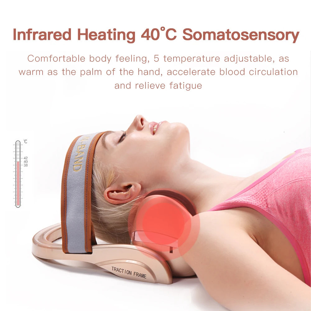 Face Care Devices Electric Neck Massager Infrared Heating Airbag Traction Vibration Shoulder Cervical Spine Support Pain Relief 231123