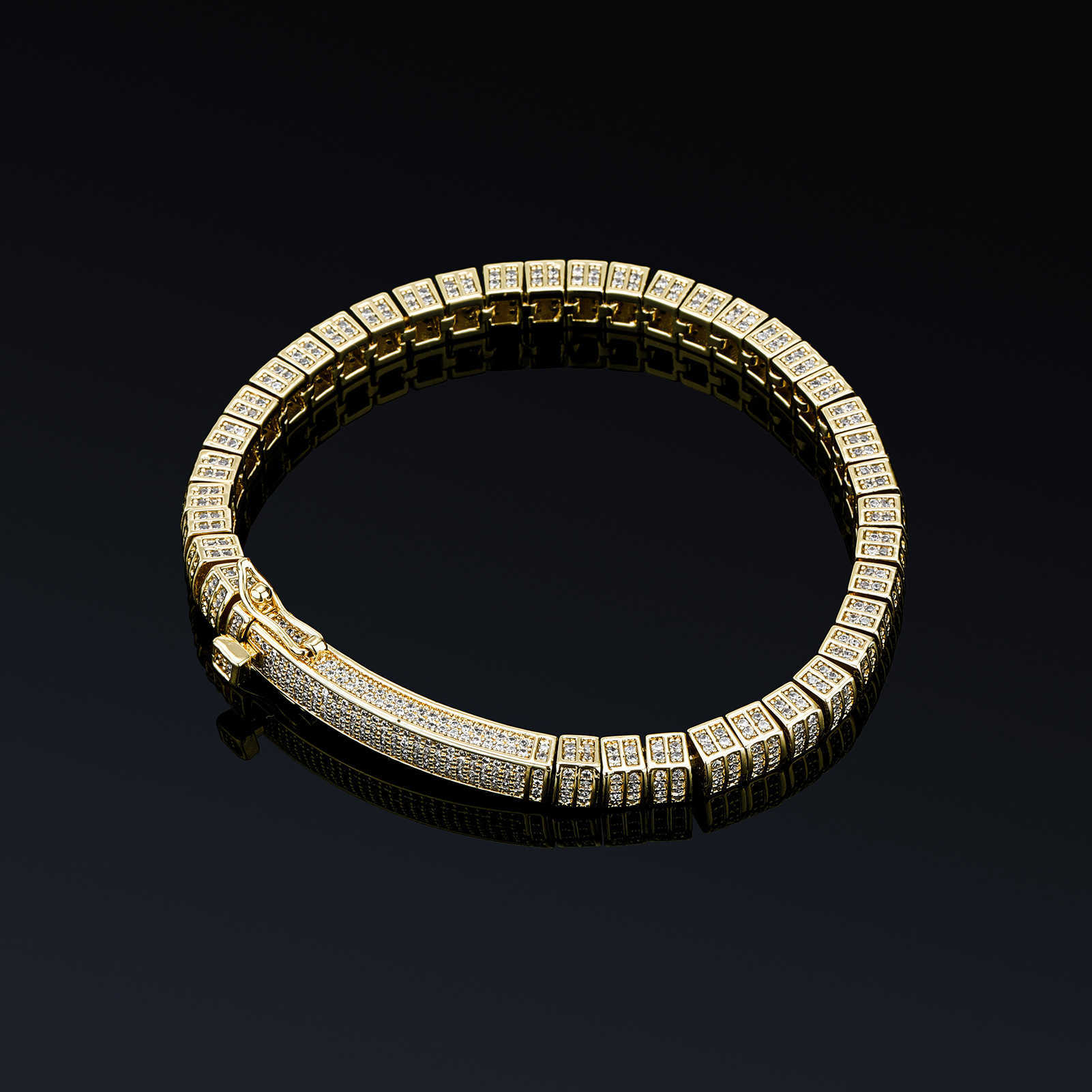 6mm Long Buckle Head Mens Tennis Bangle Bracelet Densely Inlaid Zircon Hip-hop Iced Out Wriband Bracelets Wrist Jewelry Gifts For Mey Guys Miami Rappe