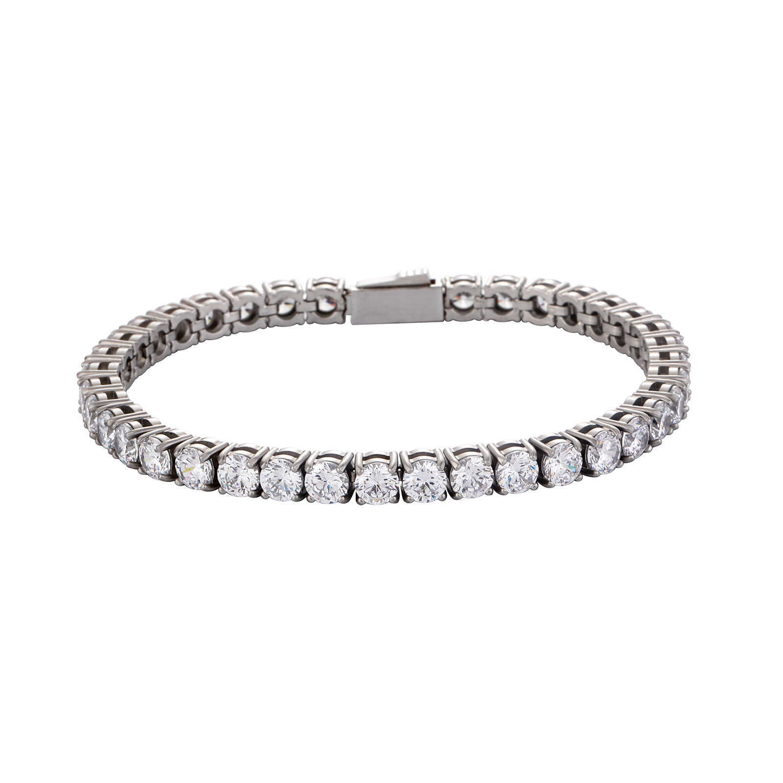 4-5MM 3A Cubic Zircon Stainless Steel Tennis Bracelet Full Iced Out Hip Hop Mens And Womens Crystal Wristband Hand Wrist Jewelry Rapper Bijoux Gift Fo