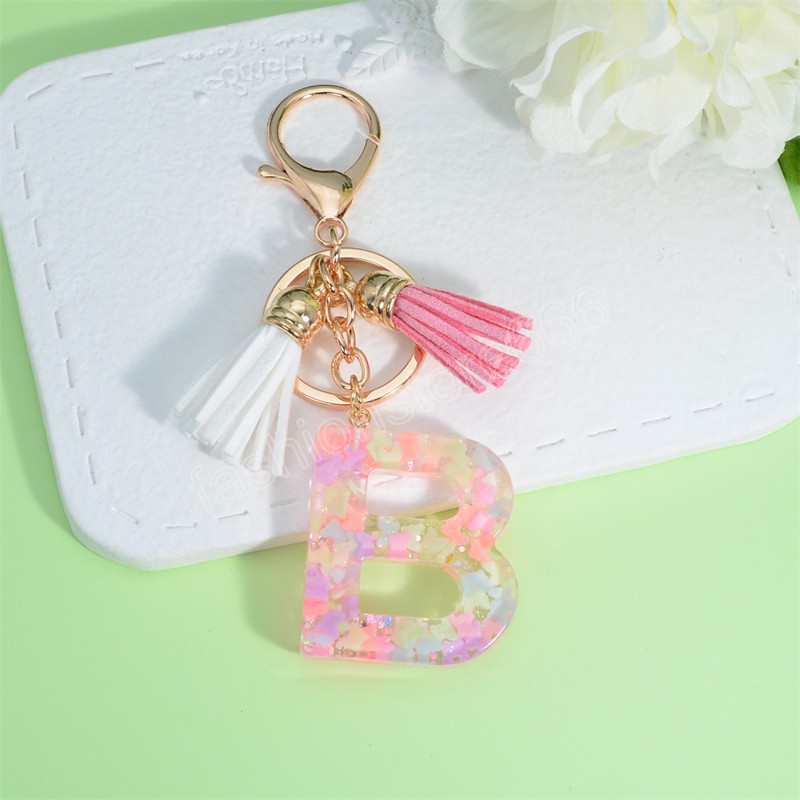 Fashion 26 Initial Alphabet Key Chain Green Butterfly Tassel Key Ring Star Love Keychain Women Bag Pendant Car Key Holder