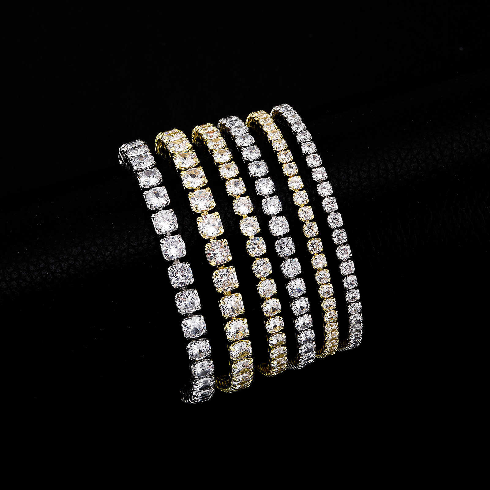 Iced Out Single Row Tennis Chain Bracelet Hip Hop Ins Simple Manual Inlay Cubic Zirconia Full Bling Wristband Wrist Jewelry Bijoux For Girls Girlfrien