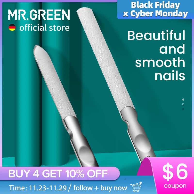 Nail Files MR.GREEN Double Sided Nail Files Stainless Steel Manicure Pedicure Grooming For Professional Finger Toe Nail Care Tools 231123