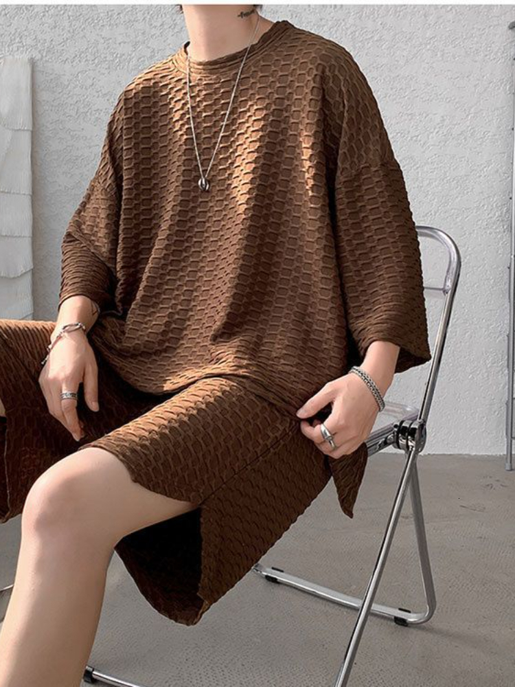 Men's Tracksuits Gmiixder Men Ice Silk Sports Suit Men's Summer Casual Hip Hop Short-sleeved T-shirt Solid Shorts Unisex Urban Style Tracksu