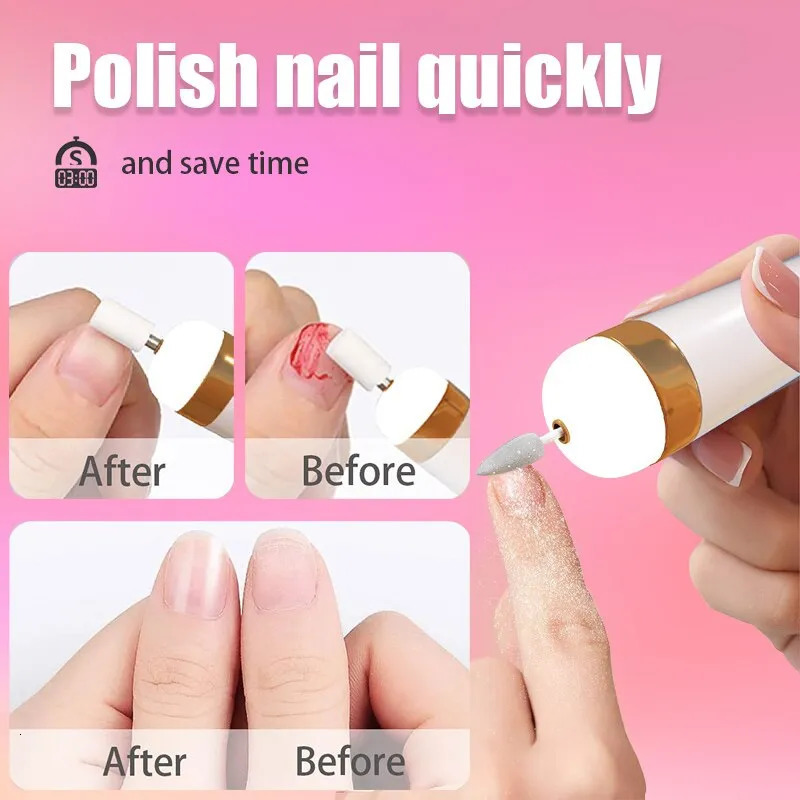 Nail Manicure Set 5 in 1 Electric Nail Polish Drill Machine With Light Portable Mini Electric Manicure Art Pen Tools For Gel Remover 231123