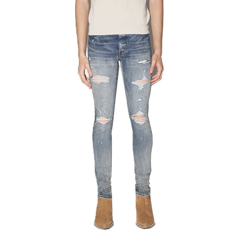 Designer Clothing Luxury Casual Fashion Denim Pants Amiiri Spring summer New Light Old Multi Hole Knife Cut Wash Slim Fit Elastic Mens Jeans Distressed Ripped Skinny, Light blue
Designer Clothing Luxury Casual Fashion Denim Pants Amiiri Spring summer New Light Old Multi Hole Knife Cut Wash Slim Fit Elastic Mens Jeans Distressed Ripped Skinny, Light blue