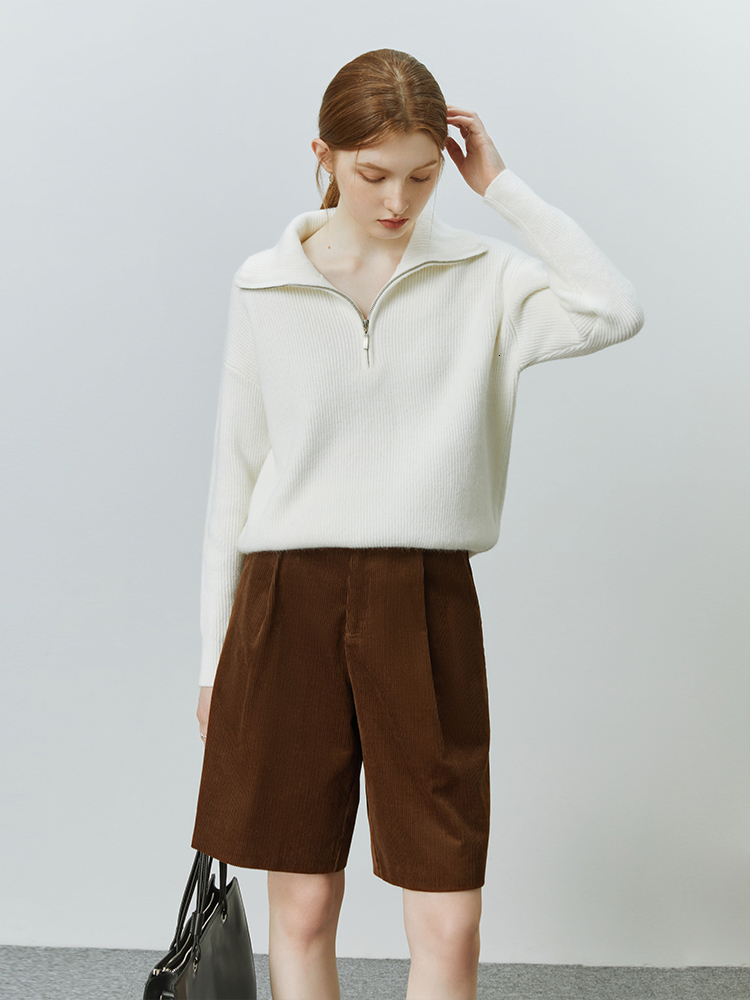Women's Shorts FSLE Corduroy Capris Autumn Winter Retro High Waist Casual Pants Straight Shorts Solid Women 100% Cotton Casual Brown Shorts 23042
