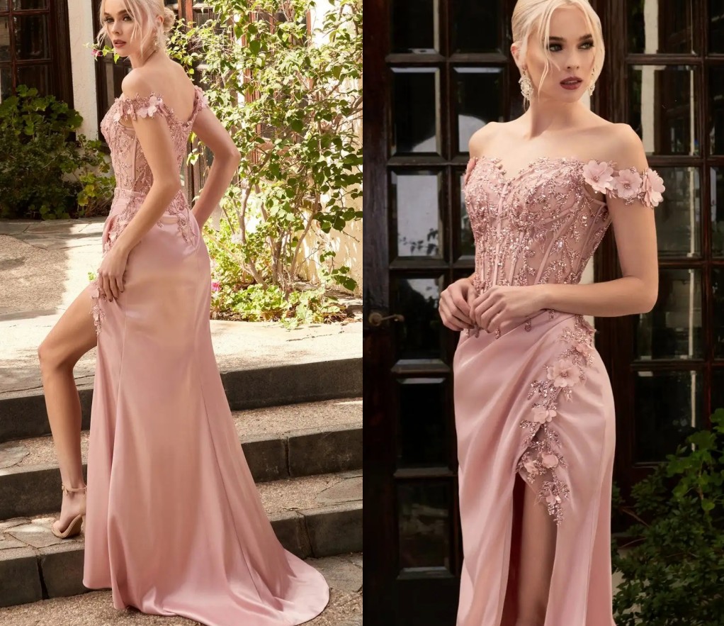 2024 Sexy Off The Shoulder Formal Prom Dress Lace Embroidery Side Split Silk Satin Mermaid Evening Party Gowns Christmas Dresses Abendkleider Robe De 